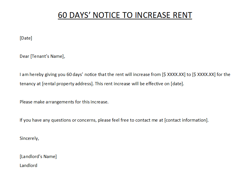 Rental Choice Sample Notice to Increase Rent